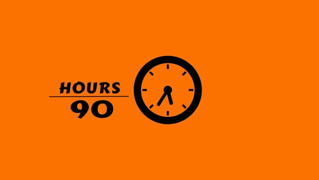 Minimalist digital clock design showing ninety hours left on a solid orange background art.