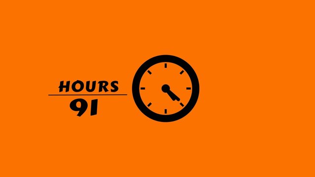 Time management illustration with ninety one hours remaining on bright orange background.