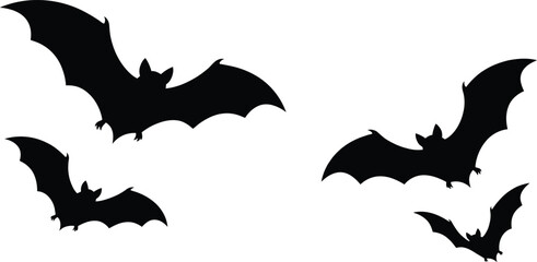 Fototapeta premium Halloween bats silhouettes for spooky decorations and party themes on halloween day