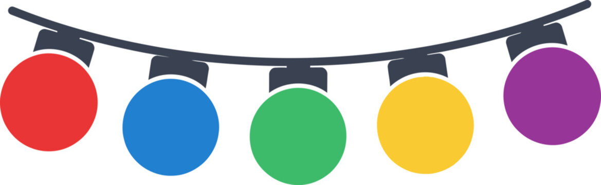 Colorful string lights garland, festive decoration, vibrant party bulbs