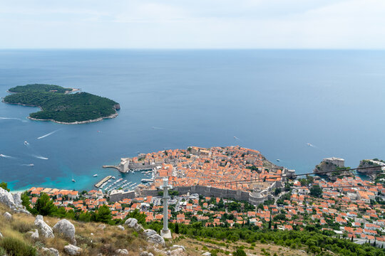Panoramic view of Dubrovnik's Old Town and Adriatic Sea