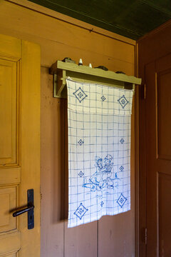 Decorative nautical towel on a wall in a historic house on Langene&szlig;