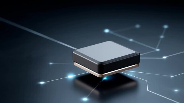 Ai chip companies driving iot ecosystem technology with futuristic microchip connected by glowing digital network lines dark