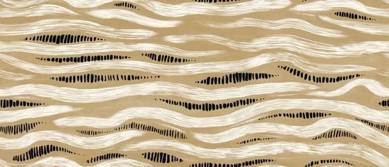 Seamless Abstract Hand-Painted Black and White Brush Pattern on Warm Neutral Paper © mshynkarchuk