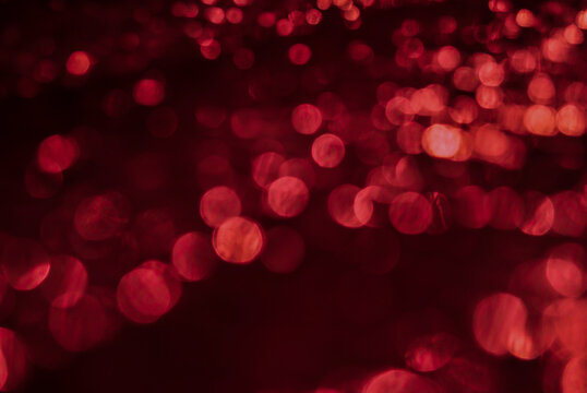 Red Abstract Bokeh Background With Soft Defocused Light Circles