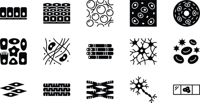 Set of abstract medical and biological cell pattern icons