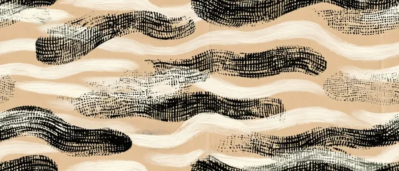 Seamless Abstract Hand-Painted Black and White Brush Pattern on Warm Neutral Paper © mshynkarchuk