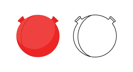 Red buoy with attachment points and its line art silhouette © Skb Creation