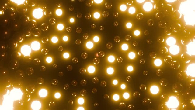 Bubble Spheres background for show VJ loop animation with yellow lights