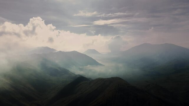 Clouds over the mountains Bromo Indonesia