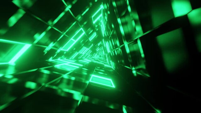 Triangle rotated mirrored light green glass VJ tunnel loop