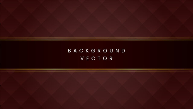 Elegant dark red background or maroon backdrop with golden lines or gold ribbons and luxury diamond geometric pattern for premium award invitation and formal banner design