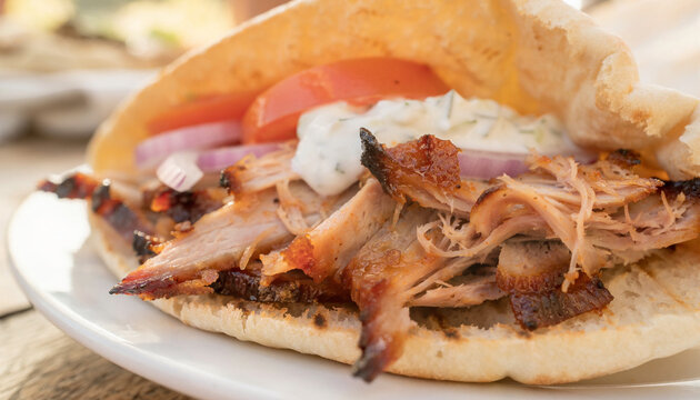 Greek Kontosouvli Sandwich with Tzatziki