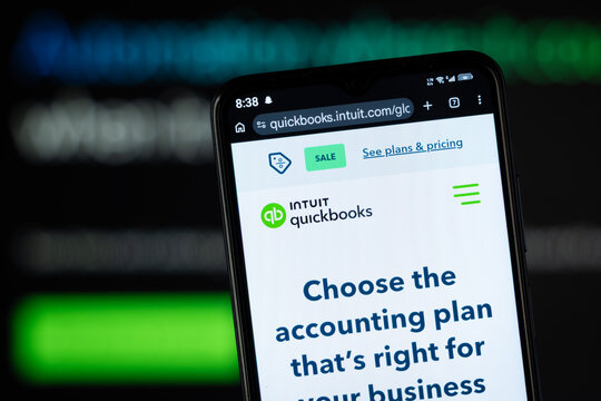Dhaka, Bangladesh - 05 May 2026: Close-up of QuickBooks's homepage on a smartphone.