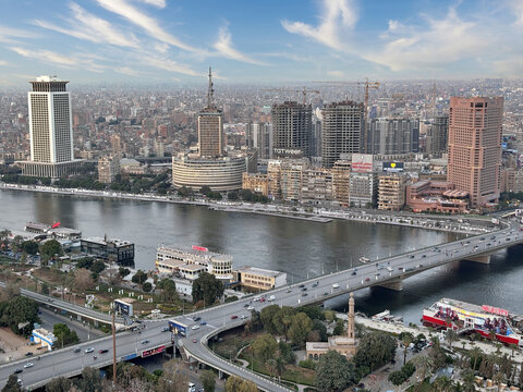 A view from the top of the Cairo Tower in Cairo, the capital of Egypt.