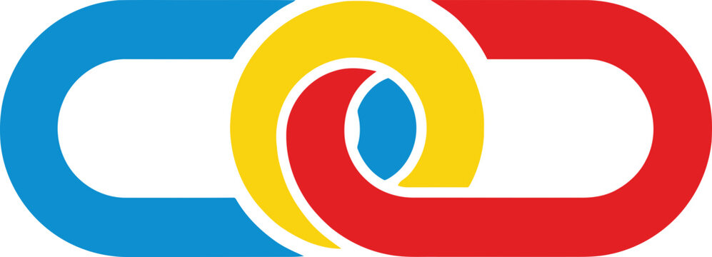 Interlocking Rings Logo: Blue, Yellow, Red