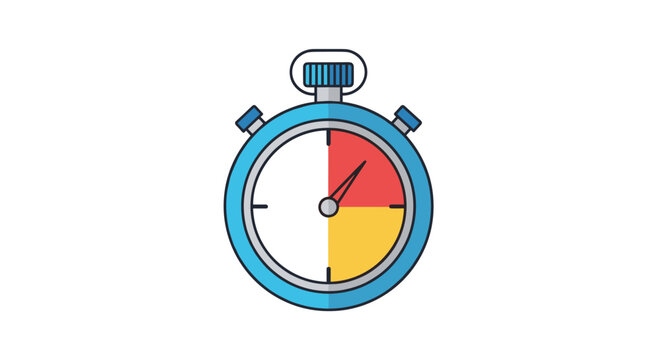 Blue stopwatch timer icon showing three color segments on the dial representing measured intervals on white background.