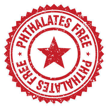 phthalates free red grunge round stamp. phthalates free stamp