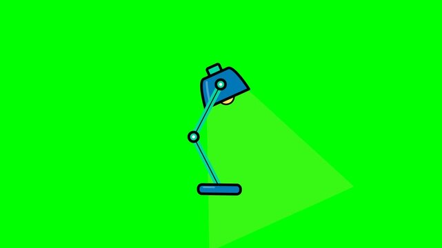 Blue desk lamp animation with a bright light beam and clean lines captured in this simple vector motion graphic video