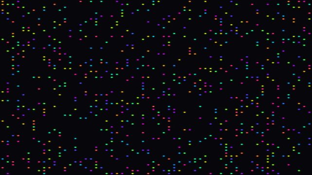 Colorful dots floating in dark space create visual texture