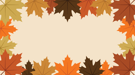 Fototapeta premium Colorful autumn maple leaves border frame arranged in a rectangle shape on a light background