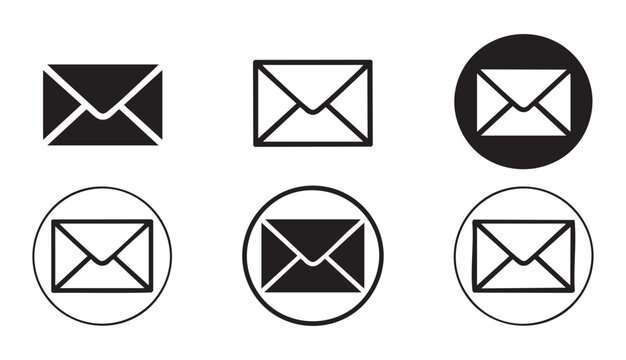 Email and mail envelope icons collection set for message communication web interface design symbol.