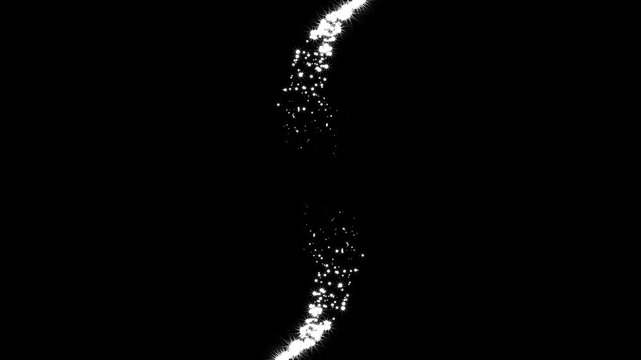 Luxury white glitter sparkle featuring twinkling particles, white shining stars and dust particles star sparkle vector doodles, glowing light effect on black screen.4k loop animation