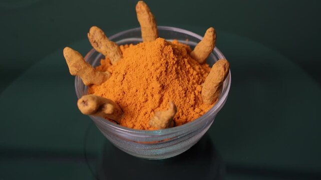 Raw Turmeric Root  Video Featuring Fresh Organic Rhizomes, Natural Ayurvedic Herb, Healthy Spice, and Traditional Indian Agriculture
