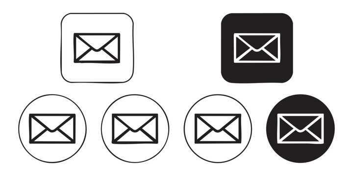 Email envelope icons in square and circular frames for web and app interface elements.