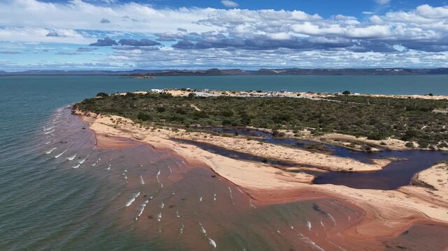 Sao Francisco Skyline In Casa Nova Bahia Brazil. Natural Freshwater Lagoon Nestled Between White Sand Dunes. Tropical Eco Tourism. Amazon Forest. Casa Nova Bahia.