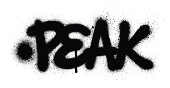 graffiti peak word sprayed in black over white