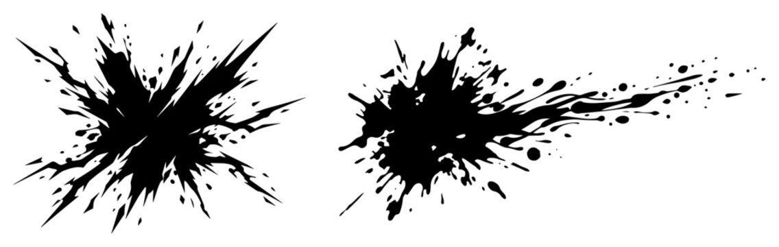 Ink splatters and grunge paint explosions in dynamic graphic style