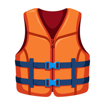 Orange life jacket flat cartoon