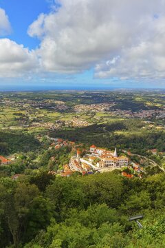 Sintra town, high angle view, Sintra, Portugal