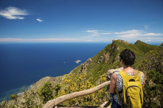 Panorama of Cabezo del Tejo, coast near Taganana, Anaga Mountains, Anaga, Tenerife, Northeast, Canary Islands, Canary Islands, Spain
