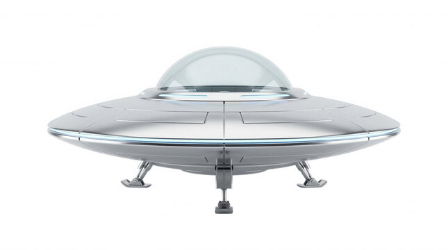 Futuristic transparent U F O spaceship isolated view isolated on a transparent background