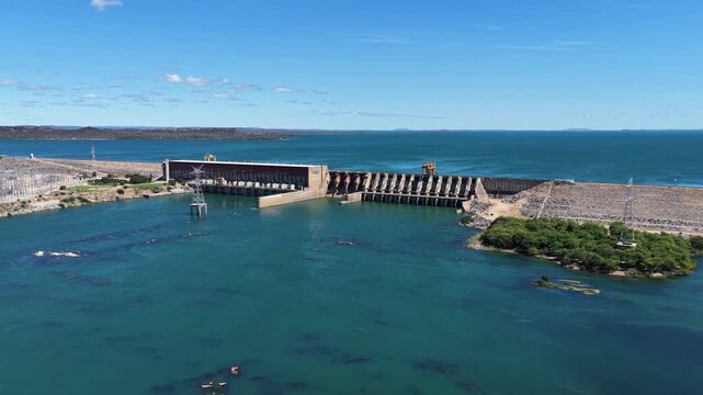 Sobradinho Dam Skyline In Sobradinho Bahia Brazil. Drone Capturing The Hydroelectric Producing Clean Energy. Amazon Forest. Tropical Eco Tourism. Sobradinho Bahia.