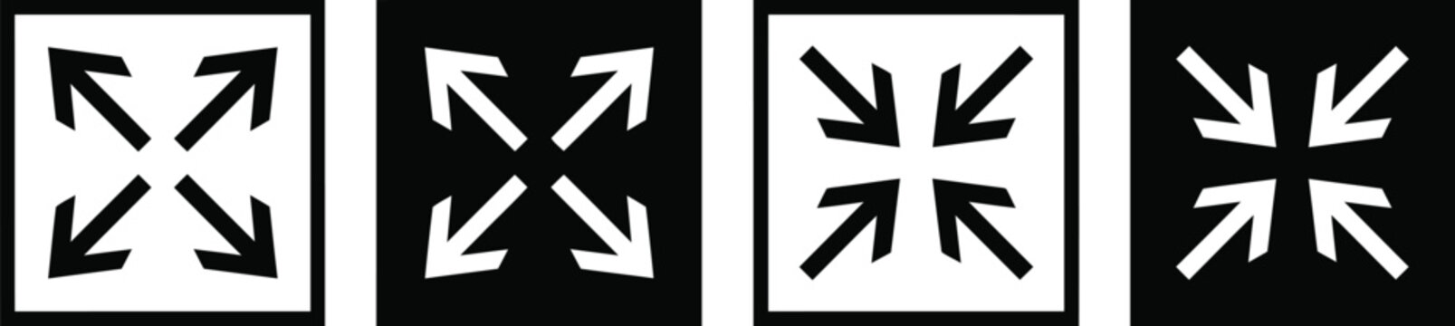 Arrows for zoom and fullscreen control icon set for user interface.