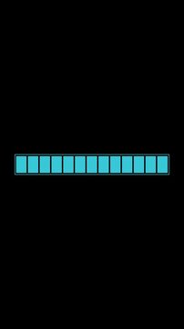 Minimalist cyan segmented horizontal loading progress bar animation element isolated on a solid white background for digital web user interface design