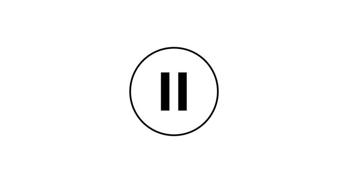 Play and pause button click animation with mouse cursor on green and black screen. cursor arrow click media player