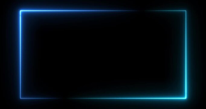 Animation of glowing neon rectangles abstract background. abstract glowing blue neon rectangle border frame. Motion graphics of tow ton rectangle picture frame