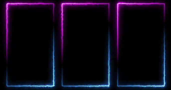 Animation of glowing neon rectangles abstract background. abstract glowing blue neon rectangle border frame. Motion graphics of tow ton rectangle picture frame