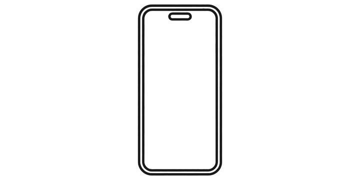 Smartphone mockup front view template with modern dynamic camera cutout outline