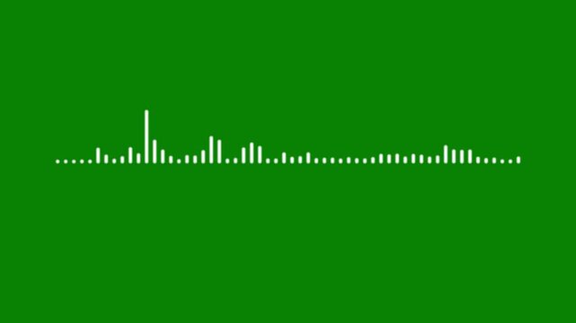 White sound wave spectrum on green screen background, podcast audio frequency signal meter, neon music equalizer rhythm bars overlay effect, 4k audio waveform visualizer animation.