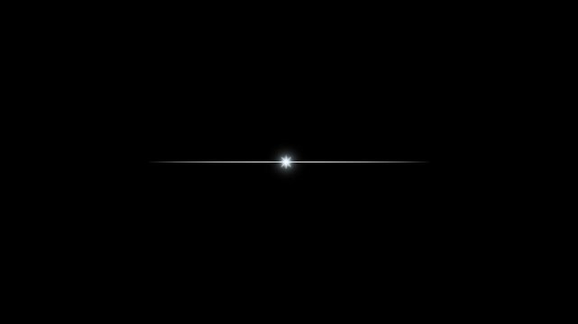 Glowing light sweep line animation with sparkling lens flare, cinematic shine effect, transition overlay, and 4K alpha channel motion graphics.