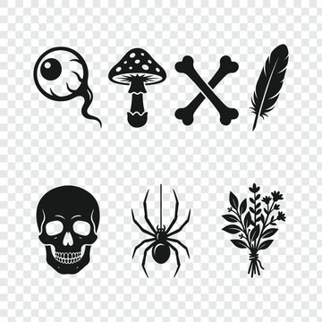 Halloween spooky and mystic icon pack vector collection