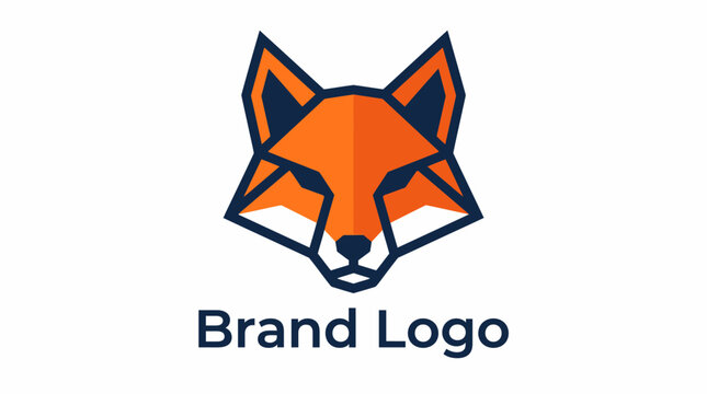 Fox head logo design. animal face geometric style. modern minimal fox head icon.