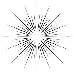 Fototapeta premium Minimalist Starburst Line Art With Symmetrical Radiating Strokes And Mid Century Modern Aesthetic Isolated on a Transparent or White Background