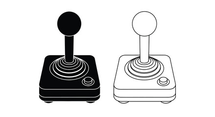 Arcade joystick with black and white silhouette rendering © MD RIPON