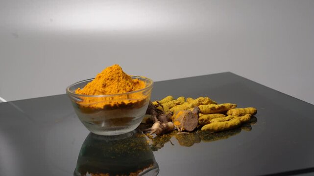 Raw Turmeric Root  Video Featuring Fresh Organic Rhizomes, Natural Ayurvedic Herb, Healthy Spice, and Traditional Indian Agriculture